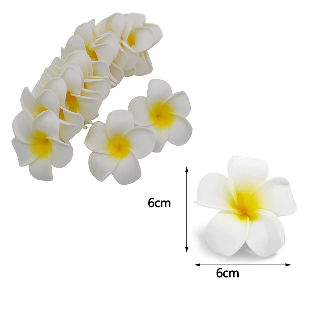ZIBUYU Artificial Flowers for Home Decor and DIY Crafts with 20pcs 6cm Foam Frangipani | White Floating Style