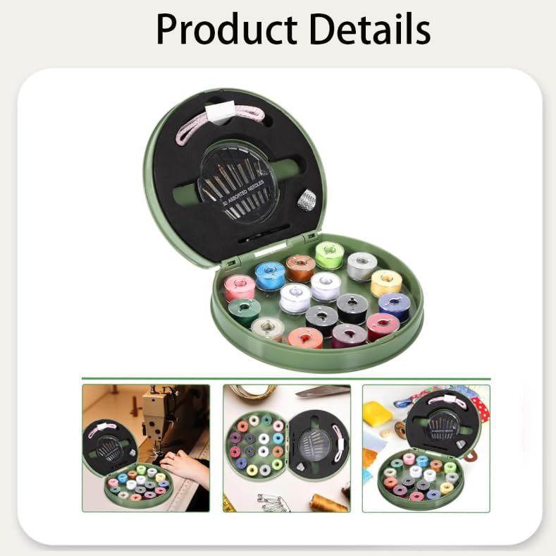 ZIBUYU Mini Portable Sewing Kit for Home and Travel with Pincushion Organizer | Compact Storage Box for Needles Threads and Accessories