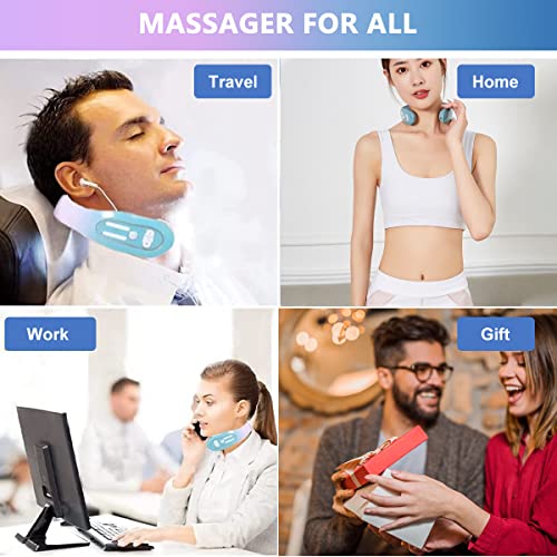 HANNEA® Electric Neck Massager for Cervical Pain Heat Therapy Function Neck Massager with 4 Modes TENS Low Frequency Pulse Neck Massager Smart 15mins Timing Portable Massager for Travel