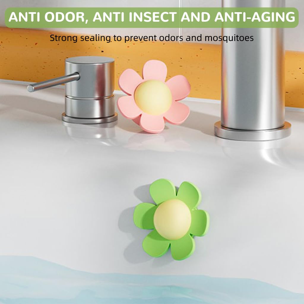 HASTHIP Silicone Sink Overflow Hole Covers for Bathroom Vanities with Flower Design Pack of 3