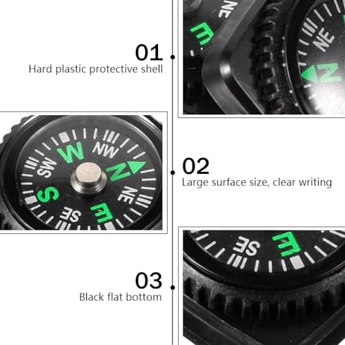 Proberos® Pack of 10 High Precision Wrist Compass for Directions 24mm Base Mount Compatible with 21mm Watch Strap Outdoor Hiking Camping Travel Survival Gear Accessories 2PCS