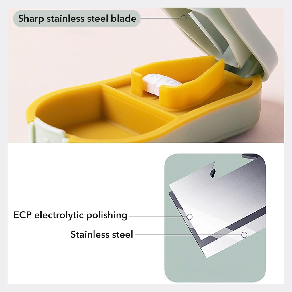 ZIBUYU Medicine Box for Home and Travel with 2 in 1 Tablet Cutter & Pill Storage | Foodgrade Plastic
