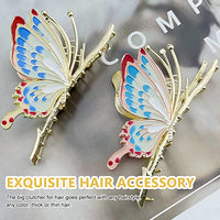 GUSTAVE® 3D Butterfly Strong Metal Enamel Clutchers Jaw Claw Hair Clips for Stylish Large Hair Hold for Women Girls Headwear Gift