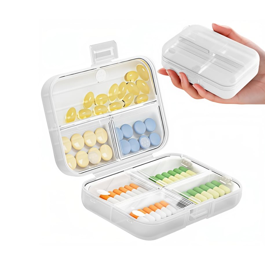 ZIBUYU 7 Day Pill Organizer with Snap Lock Leakproof Design for Daily Medication Storage