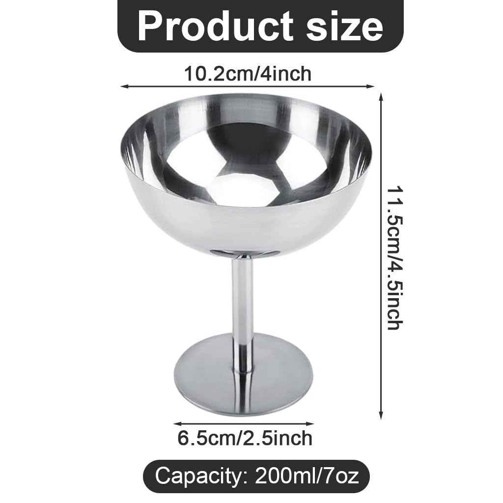 Supvox Ice Cream Bowl 200 ml for Desserts and Snacks with Food Grade Stainless Steel Silver Finish
