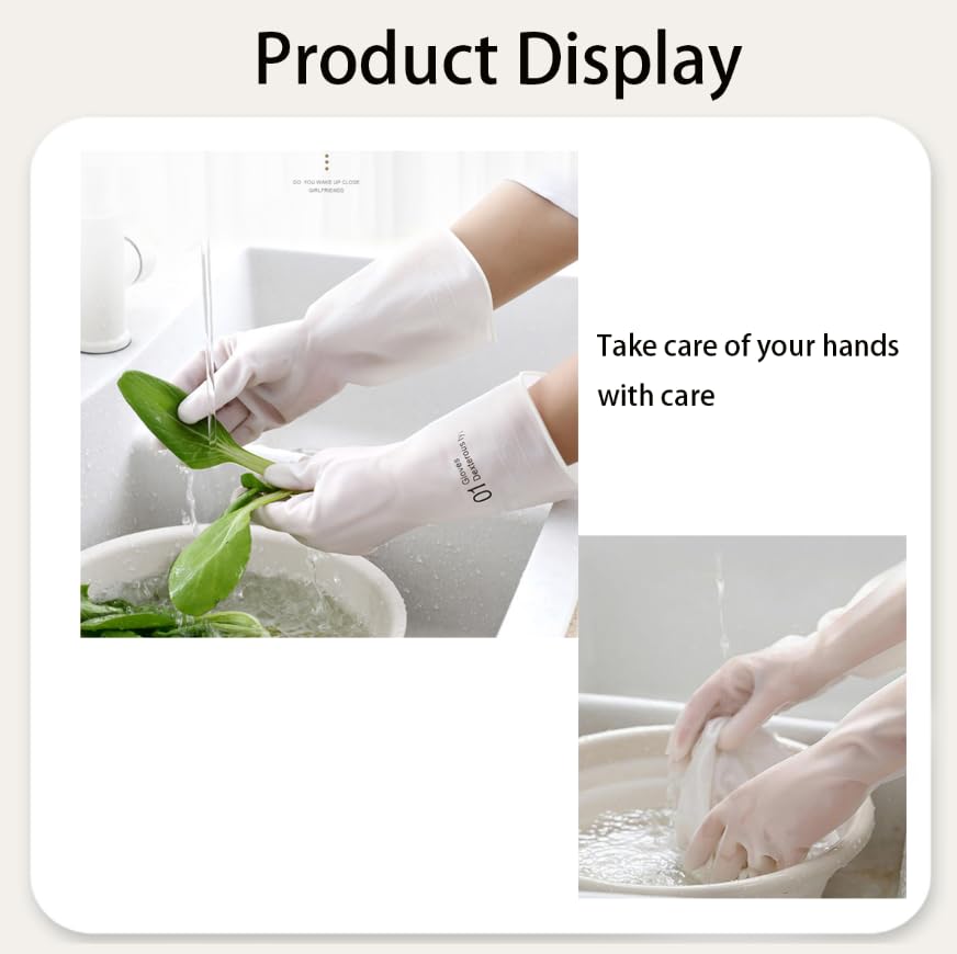 Zibuyu Rubber Kitchen Cleaning Gloves for Dishwashing and Gardening featuring Flamingo Design | Reusable PVC Hand Protection 1 Pair