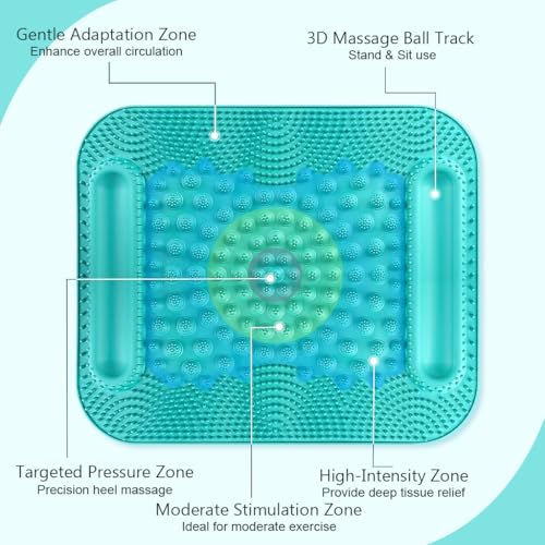 HANNEA® TPR Foot Massage Mat, 3 in 1 Foot Acupoint Massage Mat Toe Board with Dual Roller Massage Balls Design, for Promoting Blood Circulation, Relieving Foot Fatigue, 16x19'', Green