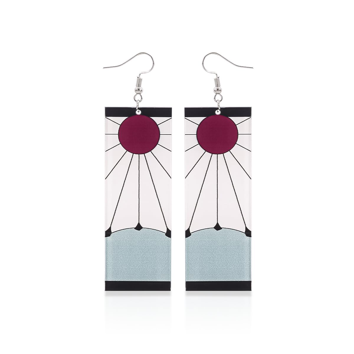 SANNIDHI Anime Cosplay Earrings for Women Fashion Acrylic Kamado Tanjiro Hanafuda Drop Earrings, Kimetsu No Yaiba Hanafuda Party Dangle Earrings for Girls Gift