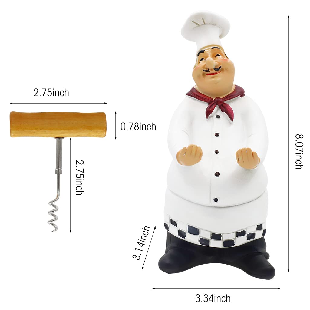 HASTHIP French Chef Figurine for Dining Table with Wine Opener and Resin Build | 20.5cm Decor