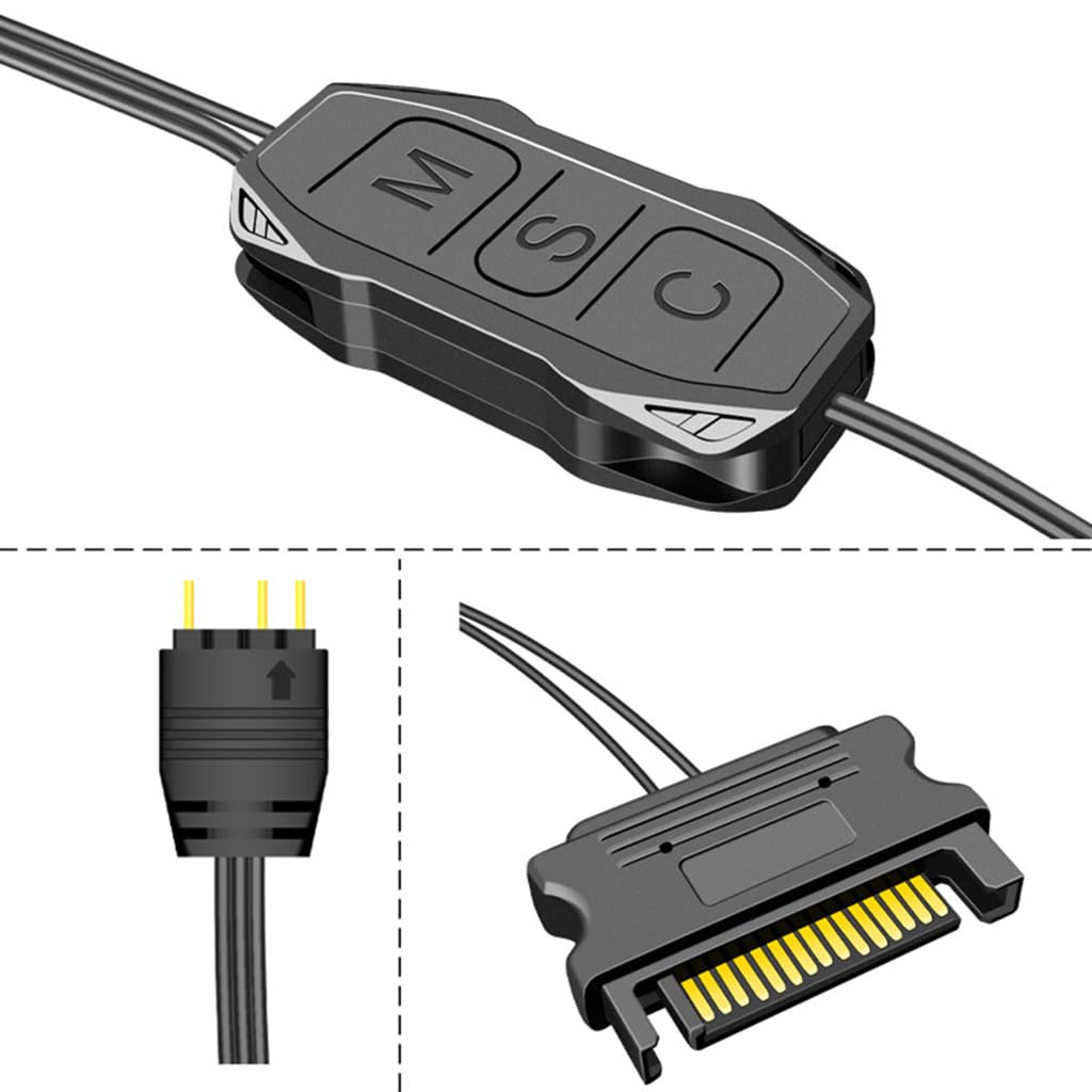 ZORBES ARGB Controller for PC Lighting Control featuring 5V 3Pin and SATA Power | 2PCS