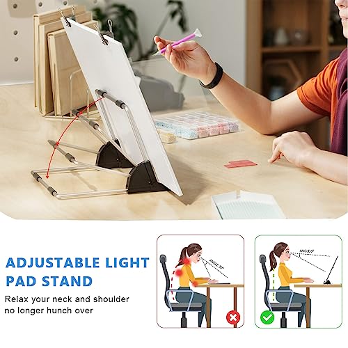 HASTHIP® A4 LED Light Board for Diamond Painting Kits, USB Powered Light Pad with Brightness Controlled Touch Button, Detachable Stand, Clips and 28-Grid Diamond Storage Box for 5D Diamond Art