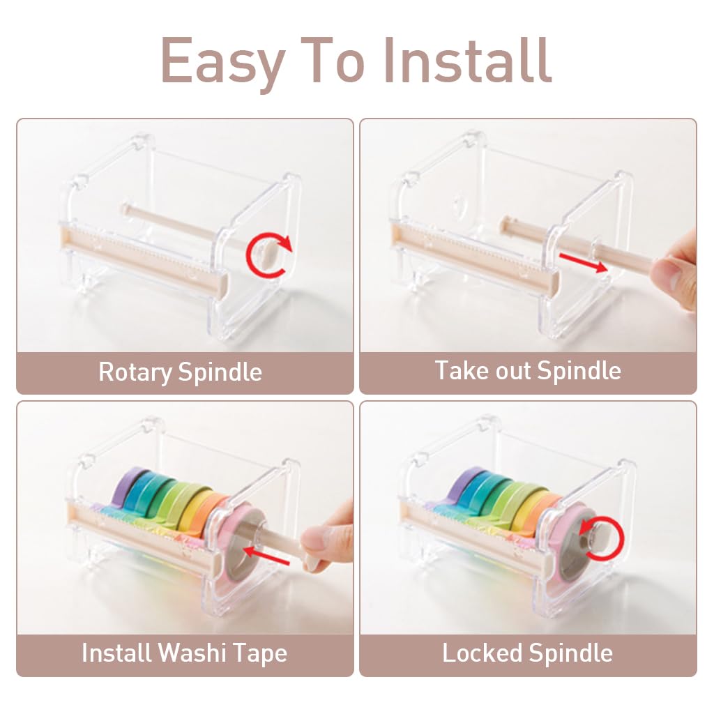 Climberty Washi Tape Dispenser for Scrapbooking with Serrated Cutting Teeth | Transparent Multi Roll Holder for Office and School