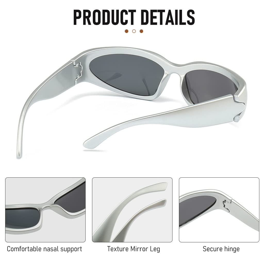 GUSTAVE Polarized Sunglasses for Outdoor Sports with Silver Frame and Grey Lens | Unisex Fashion