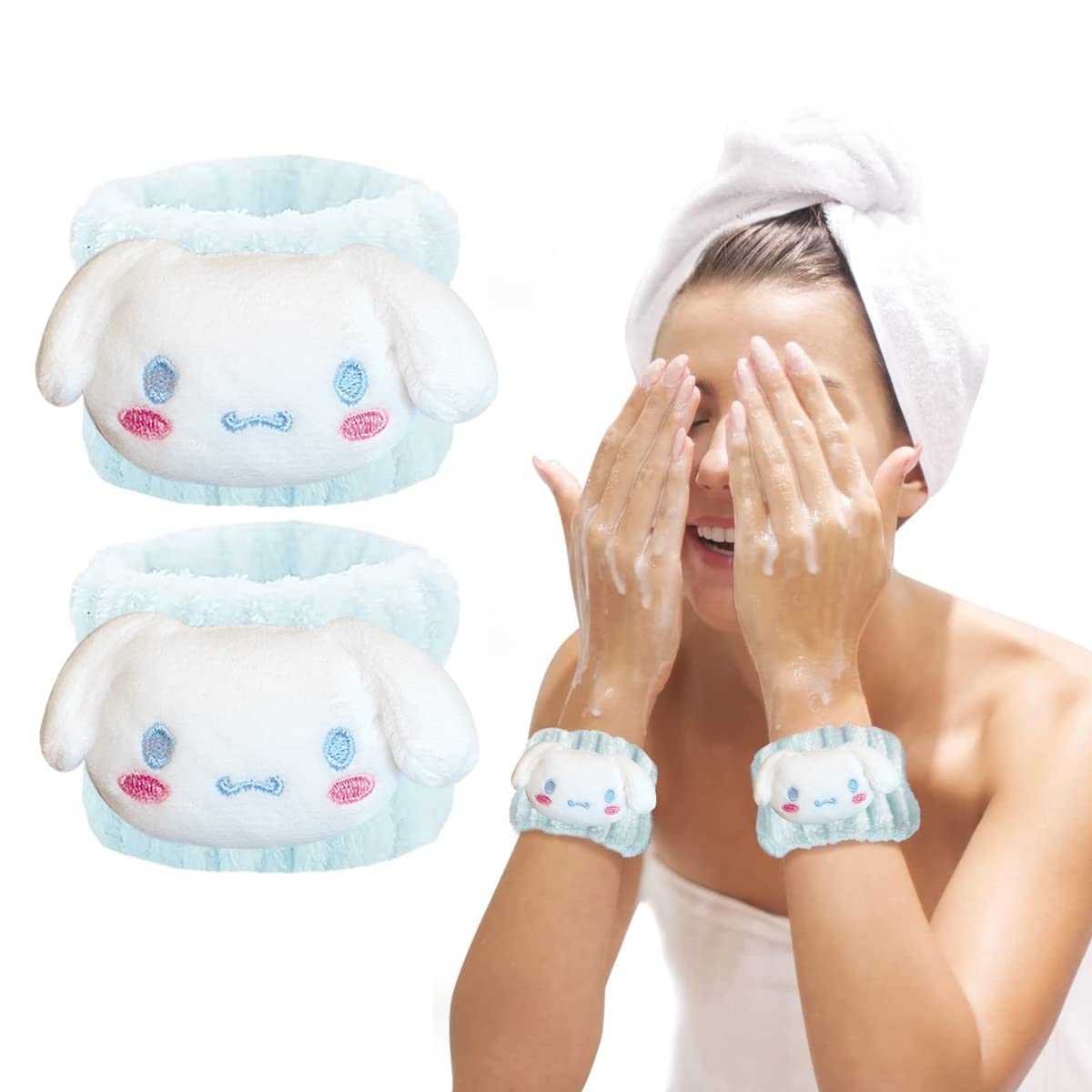 MAYCREATE Spa Face Wash Wrist Band for Women with Absorbent Microfiber Flannel | 1 Pair