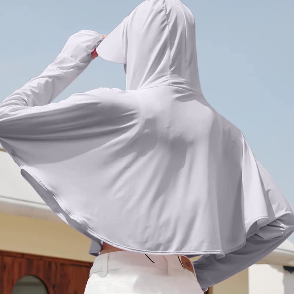 PALAY Sun Protection Jacket for Women with UPF 50+ Face Cover and Breathable Wide Hem | Grey