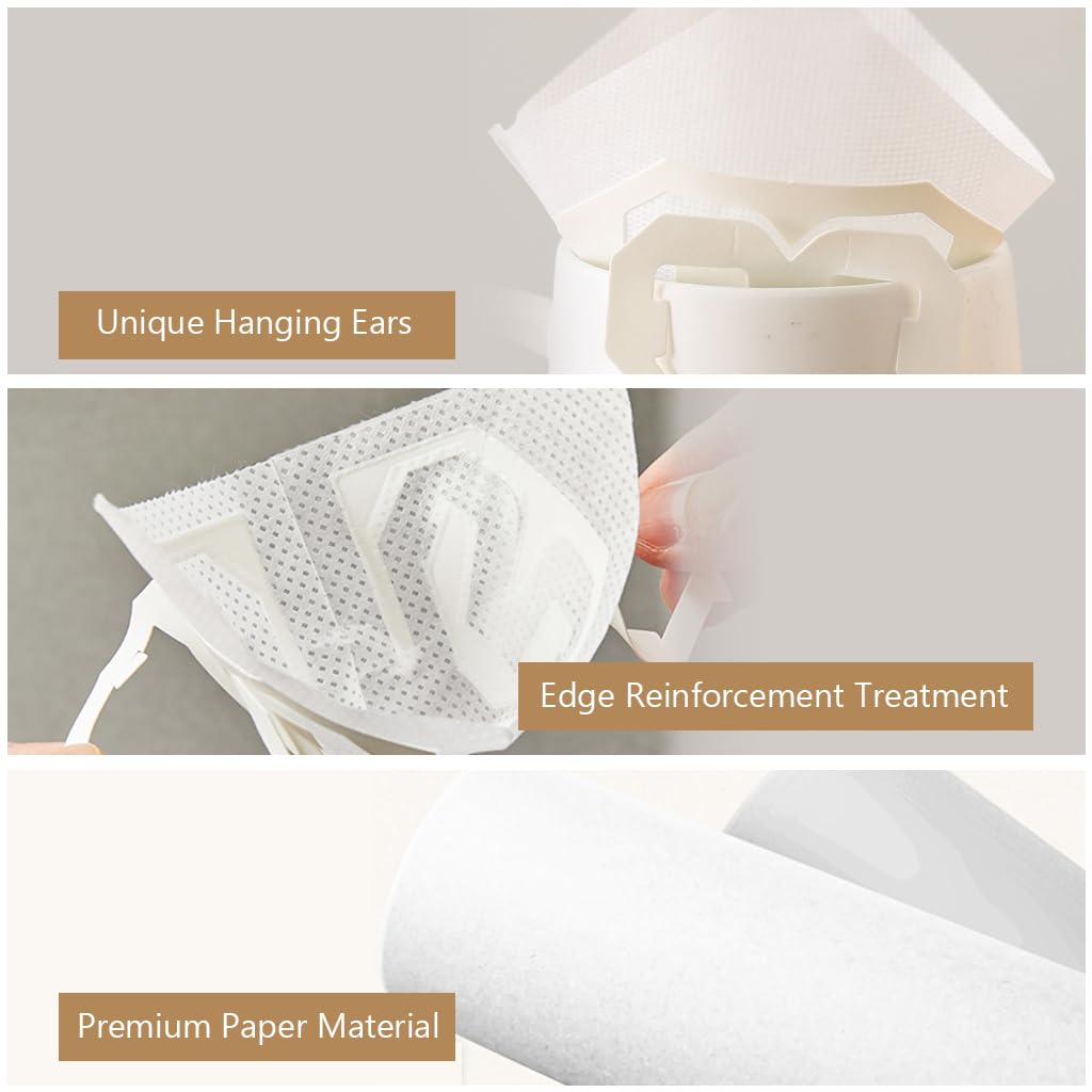 Supvox Paper Coffee Filter Bags for Travel and Camping 30 pcs with Hanging Ears | Biodegradable Disposable Design