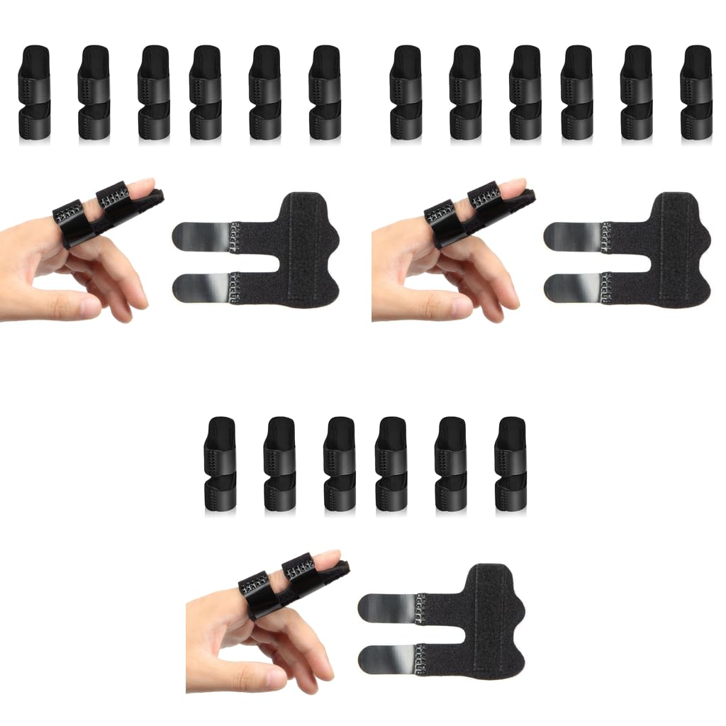 HANNEA Finger Splints with Dual Hook and Loop Closure and Aluminum Insert for Pain Relief | 18PCS Adjustable Thumb Support