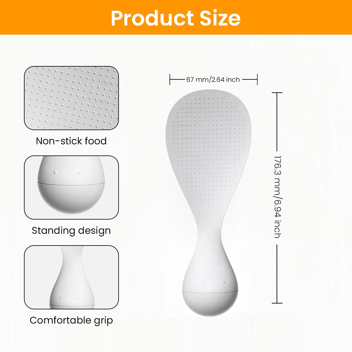 Supvox Rice Scoop for Kitchen with Self-Standing Roly-Poly Base and Non-Stick Food-Grade PP