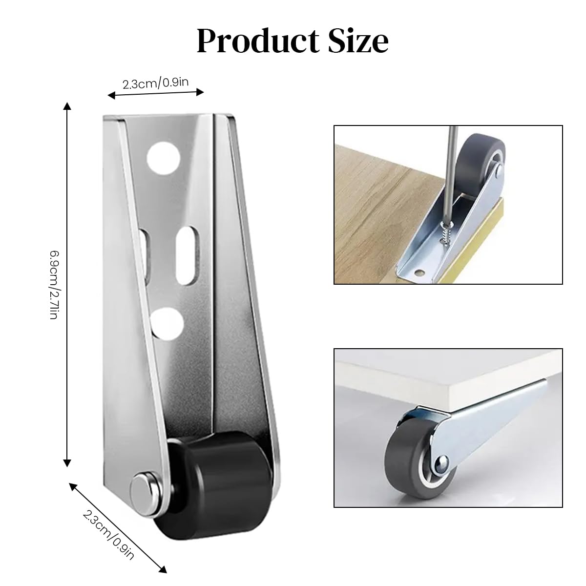 Serplex Caster Wheels for Wooden Doors with 2.68 in Rigid Design and Precision Bearings | Anti Sagging Support for Home and Commercial Use