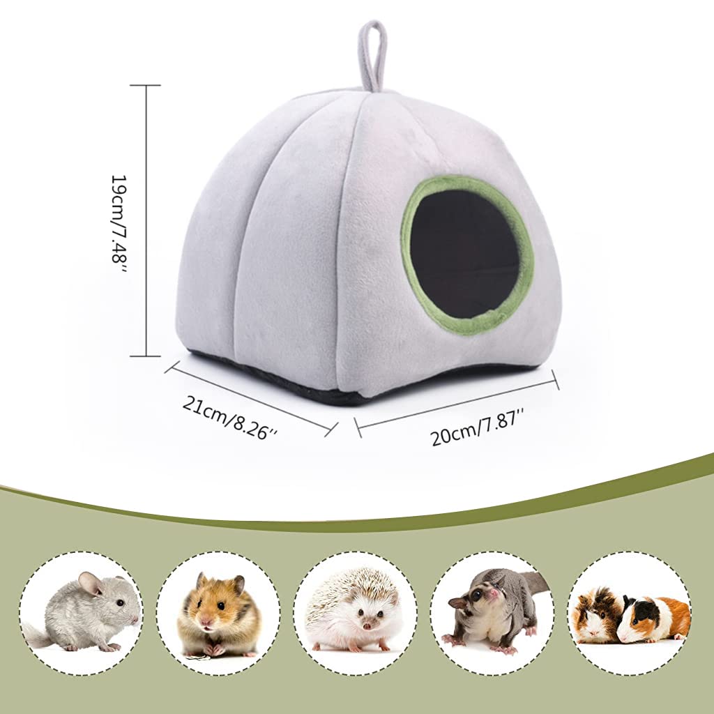 Qpets Winter Cave House for Small Pets with Plush Bed and Roof | Cozy Washable Hideout