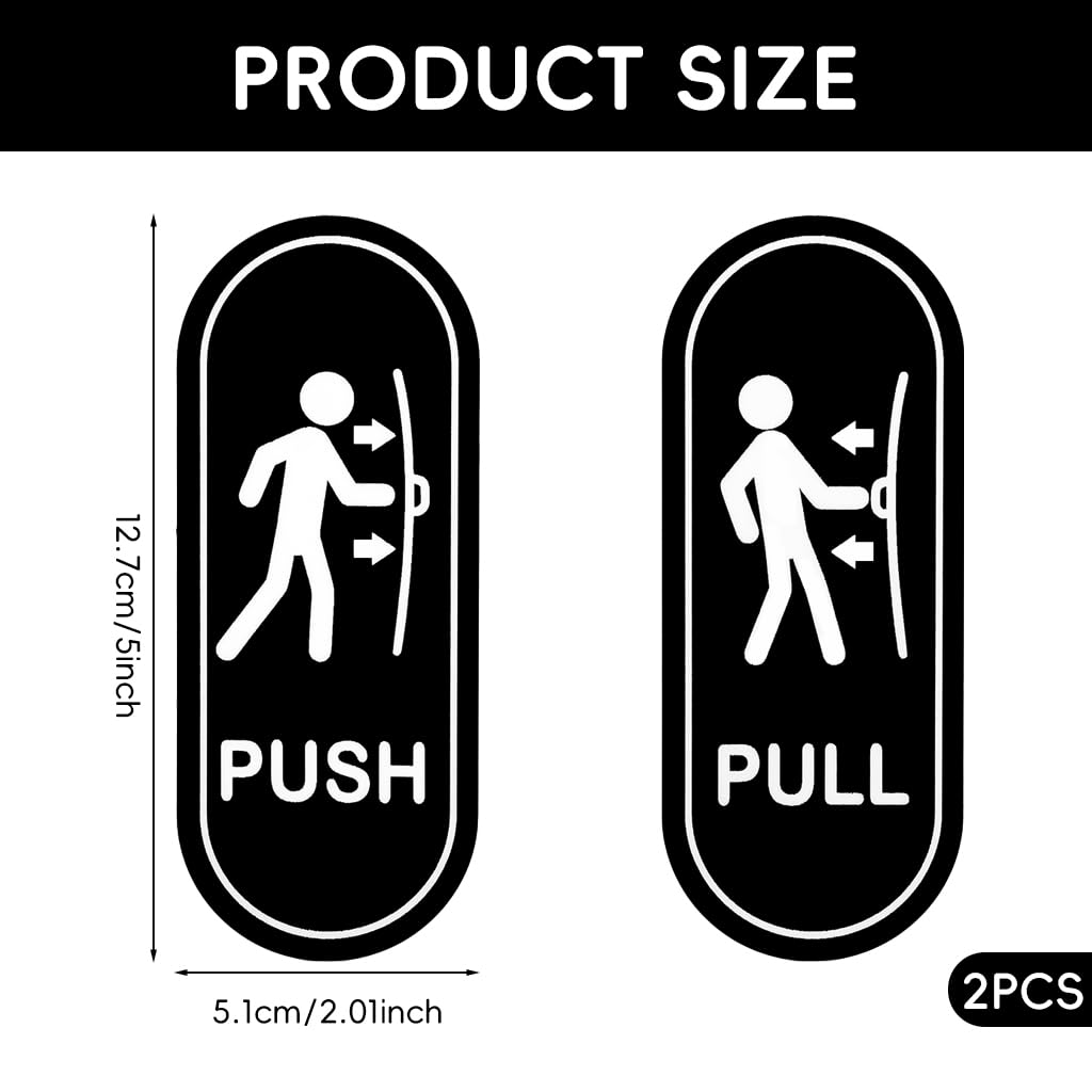 OFIFO Push Pull Signs for Glass Doors featuring Vertical Self-Adhesive Vinyl Stickers | Black White Design