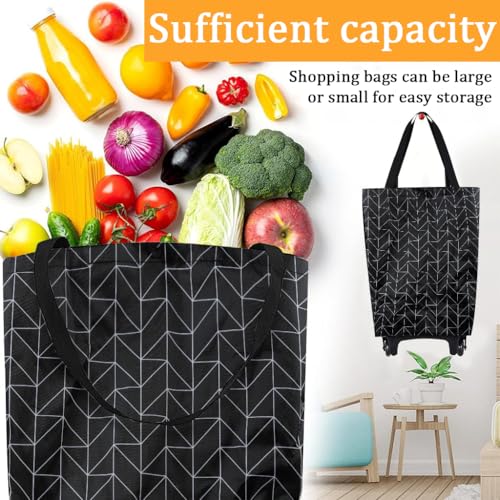 Serplex® Oxford Trolley Shopping Bag Waterproof Foldable Grocery Cart with Wheels & Lifting Handles, 20kg Capacity, Retractable Handle, Fashion Trolley Shopping Bag