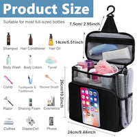 MAYCREATE® Shower Bag, Portable Travel Shower Caddy Mesh Tote Bag with Phone Holder, Hanging Full Size Bottle Compatible Toiletry Bag, Black