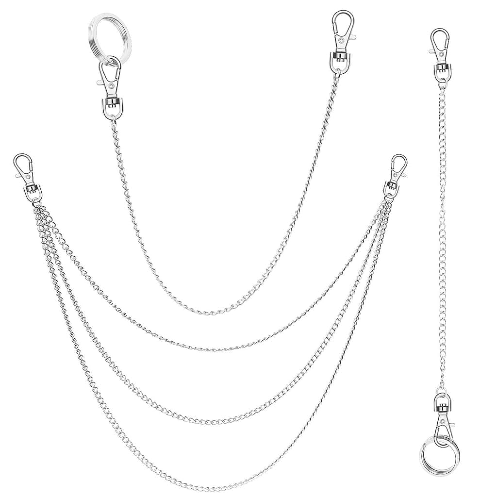 PALAY Pants Chains Set for Women with Lobster Buckles and 3Pcs 44cm Stainless Steel Layers