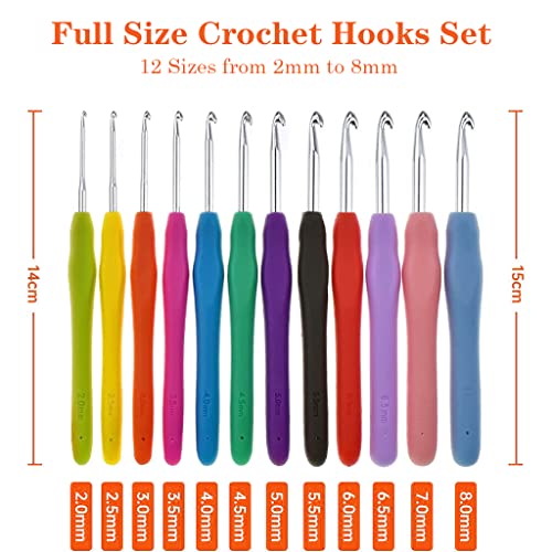 HASTHIP Crochet Hooks Set, Realplus 41 Pcs Full Size Crochet Set, Ergonomic Soft Grip Rubber Handles, Crochet Kits For Beginners Adults, Sister Gift, Crochet Hooks With Case (Green)