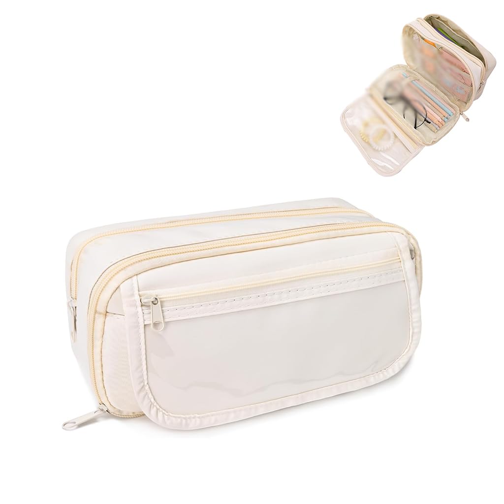 Zibuyu Pencil Pouch for School and Office Supplies with Multi Layer Mesh Pockets Organizer