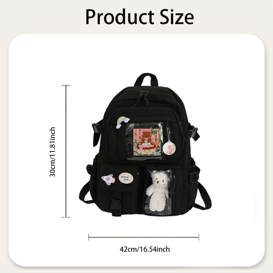 Zibuyu Backpack for School and Travel with Multi Pocket Laptop Sleeve | Waterproof Black Bag