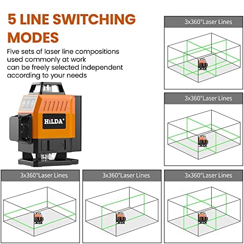 HASTHIP Laser Level, 16 Lines 4X360 Laser Level Self Leveling 4D Rechargeable Laser Level Machine with Accessories Pack Horizontal Vertical Four-Plane Leveling Alignment Laser Level for Construction