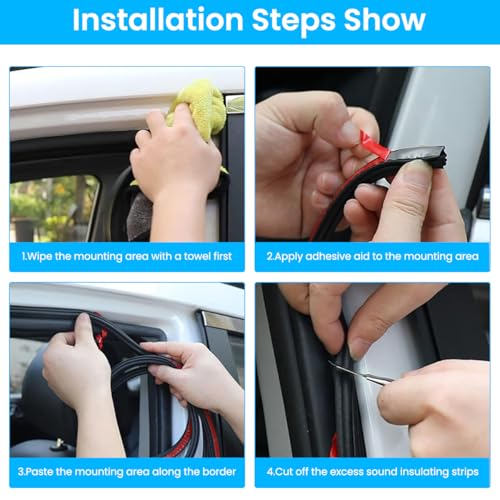 STHIRA® 52.5Ft Car Door Seal Strip Weather Stripping Car Rubber Seal Cuttable Door Edge Weather Strip Automotive Soundproof Door Trim Seal Universal Door Edge Rubber Trim for SUV, Van, Pickup Trunks