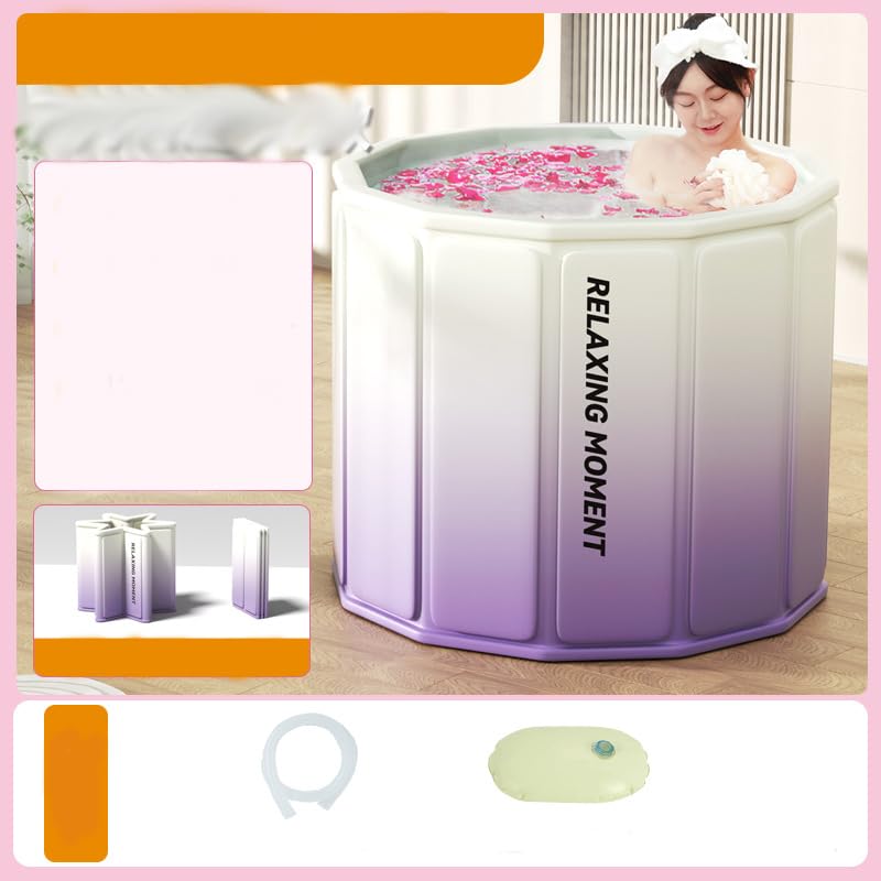 HANNEA® Bath Tub Bathroom PVC Multifaceted Sitting Bath Tub Ice for Cold Water Therapy Thermal Sitting Bucket with Drainage Pipe Adult Easy for Shower Room
