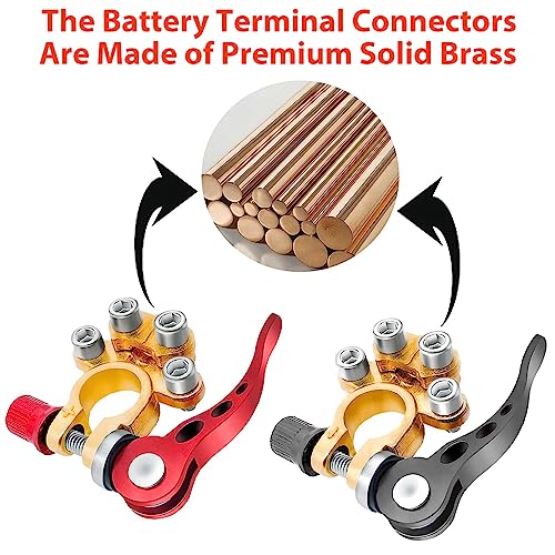 ZIBUYU® Car Battery Terminal Clamp Quick Release Clip Adjustable Connector Kit with Accessories Applicable to SAE JIS A Type Post Compatible with Cars Trucks 2PCS