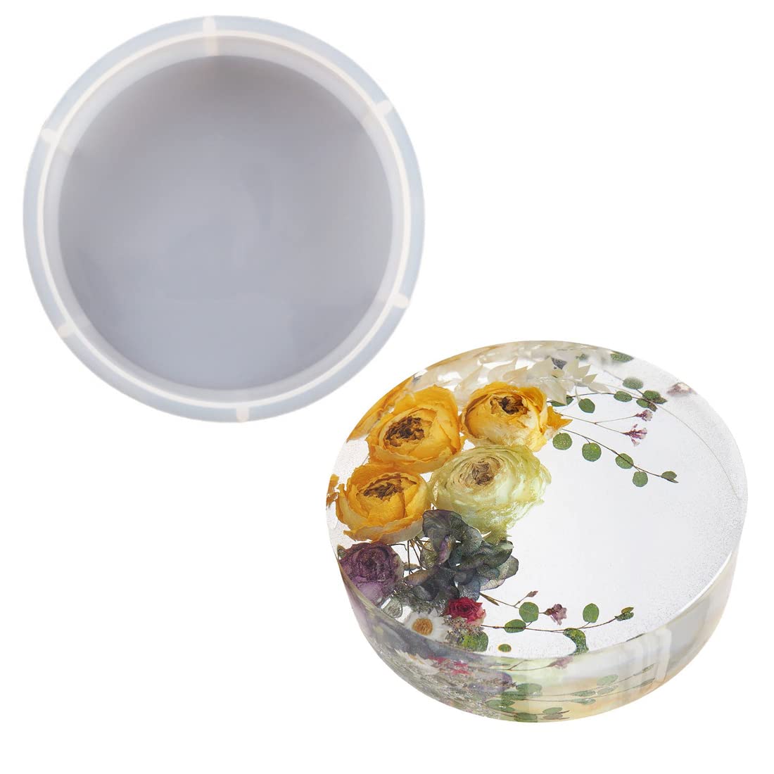 HASTHIP Round Resin Mold for DIY Scented Candles and Soap Decor 22.6×5.1cm Silicone Mold