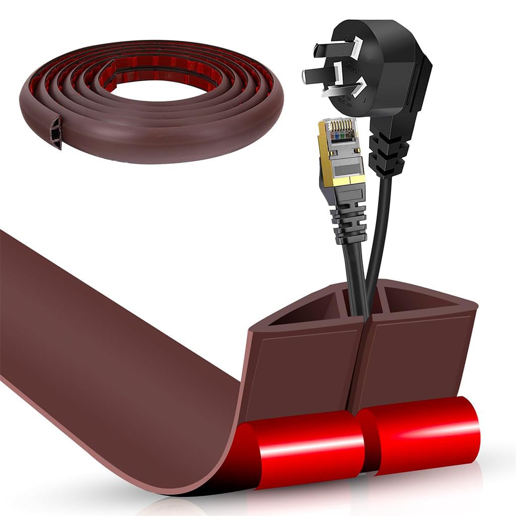 Serplex Floor Cord Cover for Home and Office Safety with 6.6ft Cuttable PVC Sleeve | Self-Adhesive Cable Protector