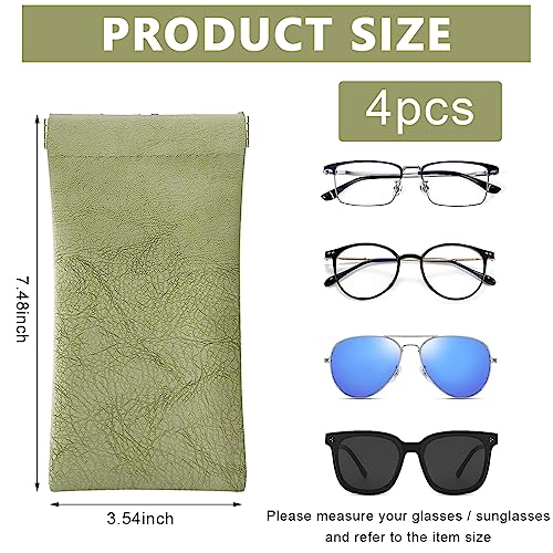 MAYCREATE® 4 Pack Sunglasses Case Squeeze Top PU Leather Glasses Case, Multi-purpose Anti-scratch Travel Small Pouch Coin Purse for Storing Jewelries, Cosmetic, Headphones, etc