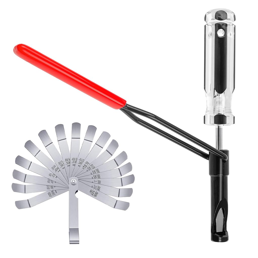 STHIRA Valve Adjustment Tool for Automotive and Motorcycle Engines with Ergonomic Slotted Locknut Spanner and Stainless Steel Feeler Gauge