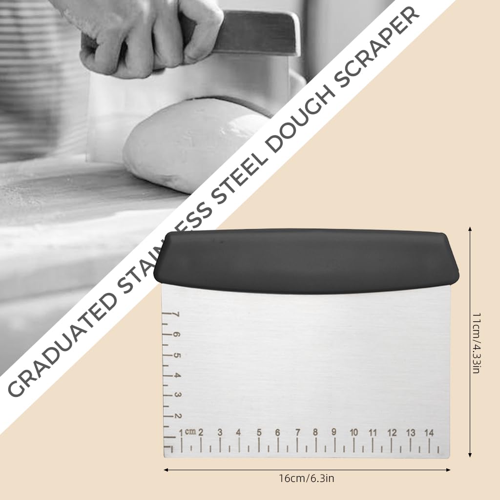 ZIBUYU Bench Scraper for Dough and Pastry with 6.3 in Stainless Steel Blade & Ergonomic PP Handle