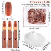 MAYCREATE® Nail Art Practice Fake Finger Model for Acrylic Nails Includes 3 Action Finger Models, 1 Finger Model Base, Pack of Fake Finger Nails, Plastic Training Fingers Model for Nail Art Beginners