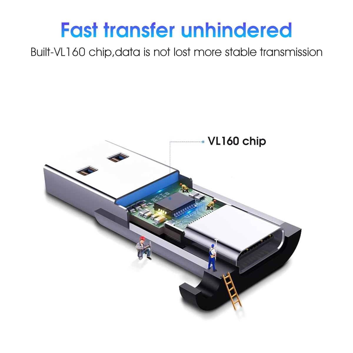 Verilux USB C to USB A Adapter for High Speed 5Gbps Data Transfer with PD Charging | Aluminum Alloy 3Pcs Set Featuring Lobster Clasp Keychain