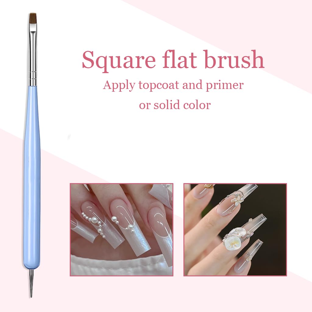 MAYCREATE Nail Art Brush Set for Acrylic Gel Nails with 2‑in‑1 Striping Dotting Tool | 6‑Piece Detailing Kit