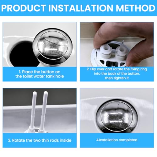 HASTHIP® Dual Flush Toilet Button Silver Universal Replacement Tank for 48mm-58mm Hole Water-Saving Half Full Easy Install Durable Rust-Resistant Accessories 3 PCS