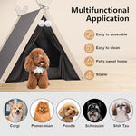 Qpets® Warm Cat House Cat Bed, Closed Pet Cat Dog Bed House Delivery Room, Luxury Cotton Pet Teepee Tent with Thick Cushion & Pine Wood Poles Indoor/Outdoor Pet Box