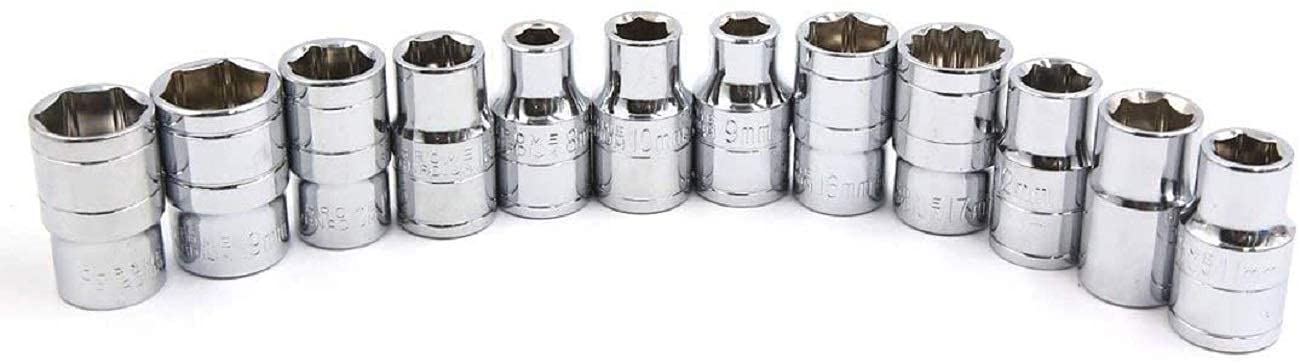 STHIRA Ratchet Socket Wrench Set for Car Repairs with 5 in Extension Bar and Chrome Vanadium Steel | 12 in 1 Heavy Duty Tool