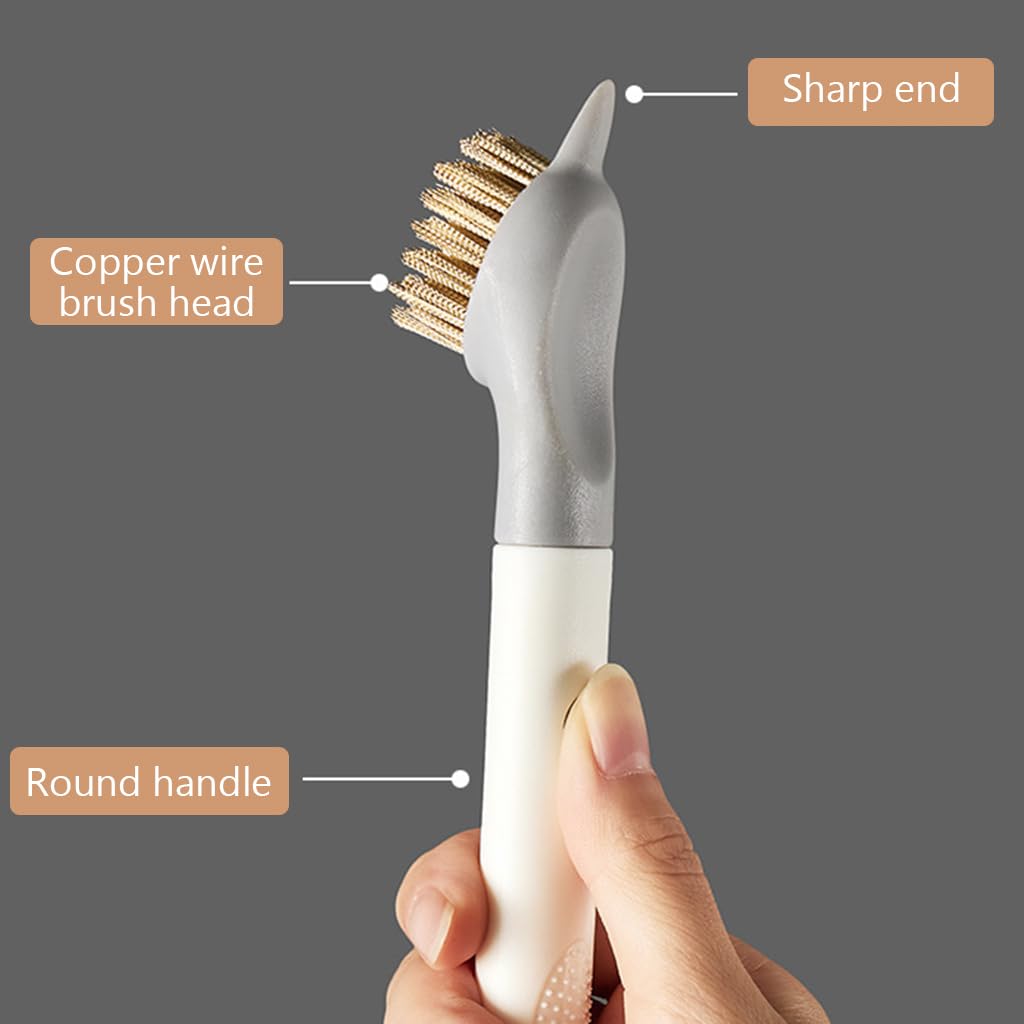 HASTHIP Gap Cleaning Brush for Kitchen and Bathroom with 2 in 1 Scraper and Copper Bristles