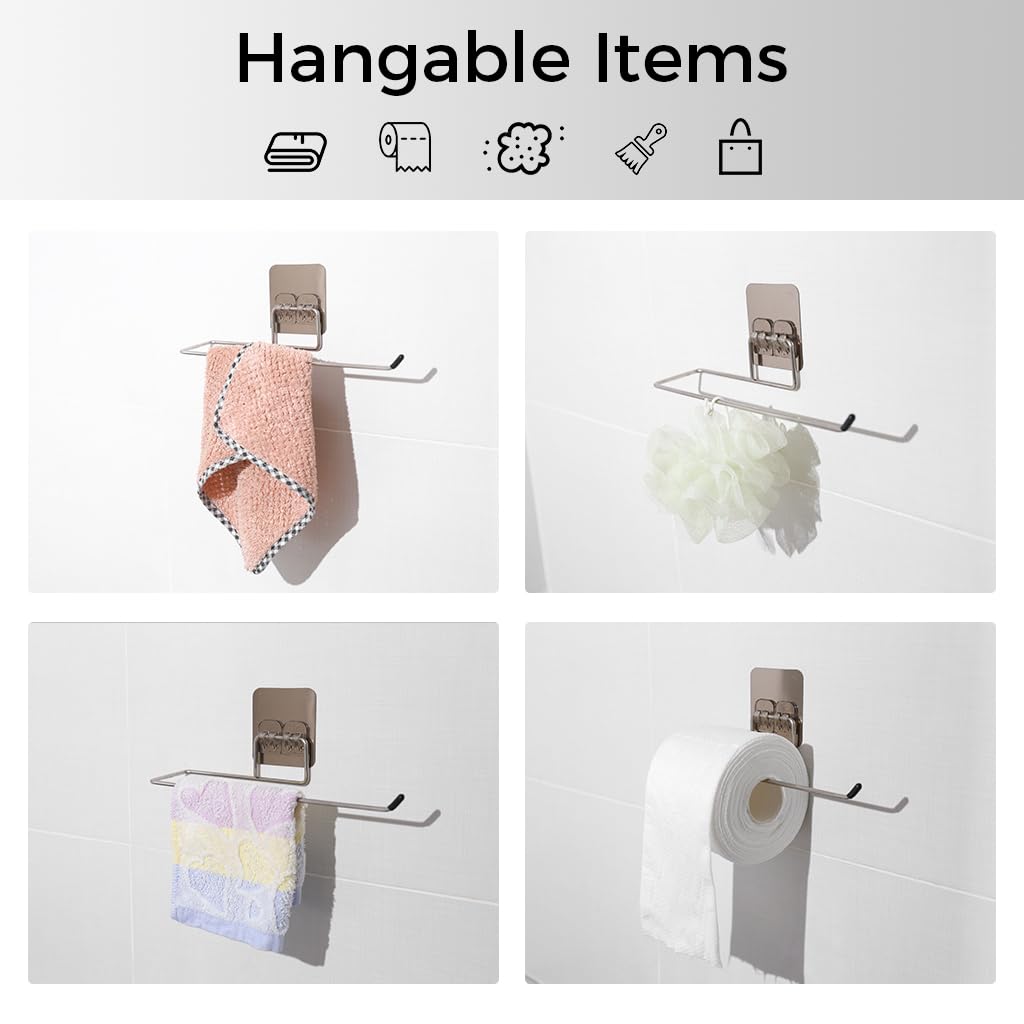 ZIBUYU Tissue Paper Holder for Bathroom and Kitchen featuring Self Adhesive Mount 10.4 in Metal Rack | Space Saving Design