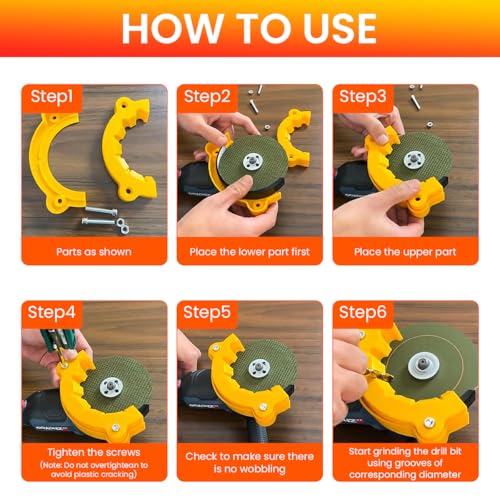 Serplex® Electric Angle Grinder Attachment for Drill Bit Sharpening Multi Bits Sharpener 4-12mm Dia Universal Tool for DIYers Professionals 2PCS