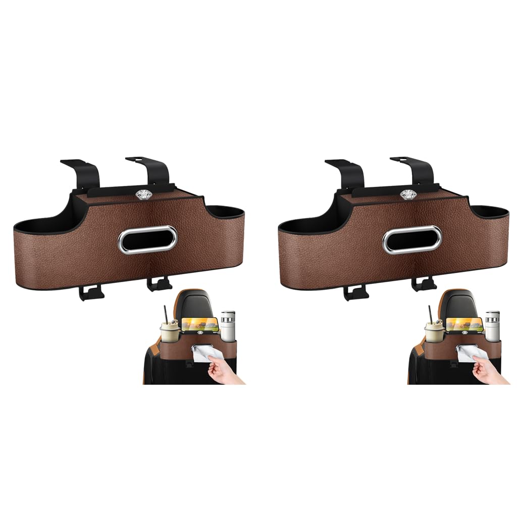 STHIRA Car Organizer for Backseat with Dual Compartment Cup Design and Hooks | 2PCS PU Holder